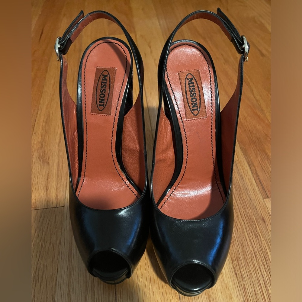 MISSONI Platform sling back pumps, size 7